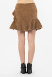 camel brown ruffle mini skirt back